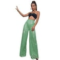 thumbnail image 2 of VSSSJ Women's Solid Color Sequin Elegant Pants Regular Fit Shiny High Waist Wide Leg Full Length Pants Fashion Stage Performance Trousers Green XXXL, 2 of 6