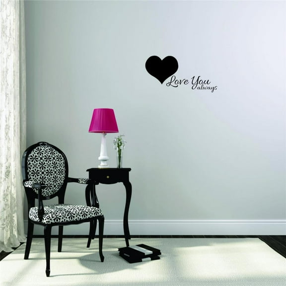 Custom Wall Decal Sticker - Heart Love You Always Home Decor Picture Art 10x20 Inches