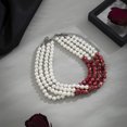 thumbnail image 4 of NICKSUN Women Halloween Multi‑Layer Choker Necklace, White Imitation Pearl & Red Speckled Beaded Collar Choker, Gothic Cosplay Statement Neck Jewelry for Halloween Party Costume, 4 of 8