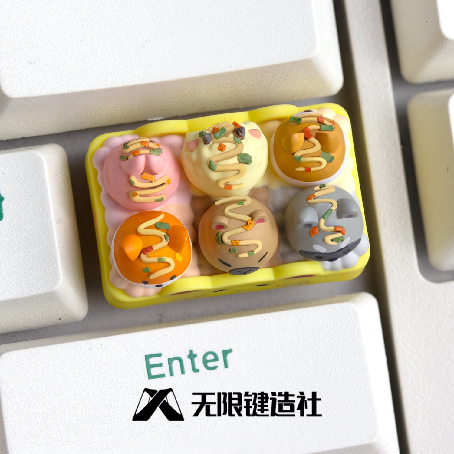 Handmade Resin Takoyaki Artisan Keycap 1.5u, Japanese Octopus Balls Food Keycap for MX Switch Mechanical Keyboard