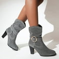 thumbnail image 3 of NECHOLOGY Botas Mujer Adulto Femenino Zapatos Botines mujer Zapatos de tacón con punta en para mujer Botines de tacón grueso sin cordones a la (Silver, 9), 3 of 4