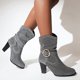 thumbnail image 3 of NECHOLOGY Botas Mujer Adulto Femenino Zapatos Botines mujer Zapatos de tacón con punta en para mujer Botines de tacón grueso sin cordones a la (Silver, 7), 3 of 4