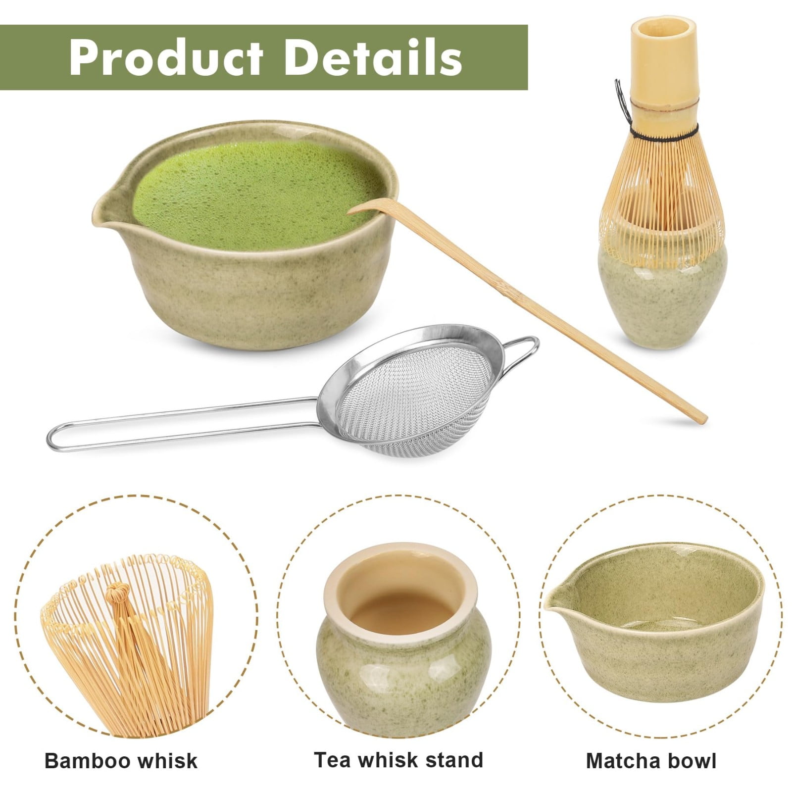 Desktop Dress Up Clearance! Matcha Tea Set with Whisk Ceramic Bowl & Holder – Matcha Making Kit for Traditional Japanese Tea – Ideal Matcha Set for Beginners And