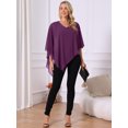 thumbnail image 4 of DARING DIVA Women's Flowy V Neck Chiffon Blouse Asymmetrical Top M Purple, 4 of 7