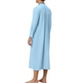 thumbnail image 3 of INSPIRE CHIC Nightgown for Men's Contrast Color Stand Collar Long Sleeves Button Closure Nightshirts Blue S, 3 of 4