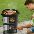 thumbnail image 2 of 16 inch Charcoal Smoker, Vertical BBQ Grill, Heavy Duty 4 In 1 Fire Pit with built-in Thermometer & Adjustable Vent System for Backyard Patio Camping, 2 of 8