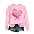 thumbnail image 2 of Fartey Women's Breast Cancer Long Sleeve Sweatshirt Cute Pink Ribbon Heart Print Crew Neck Pullover Tops Cancer Survivor Gift Sweatshirts Pink XL, 2 of 4