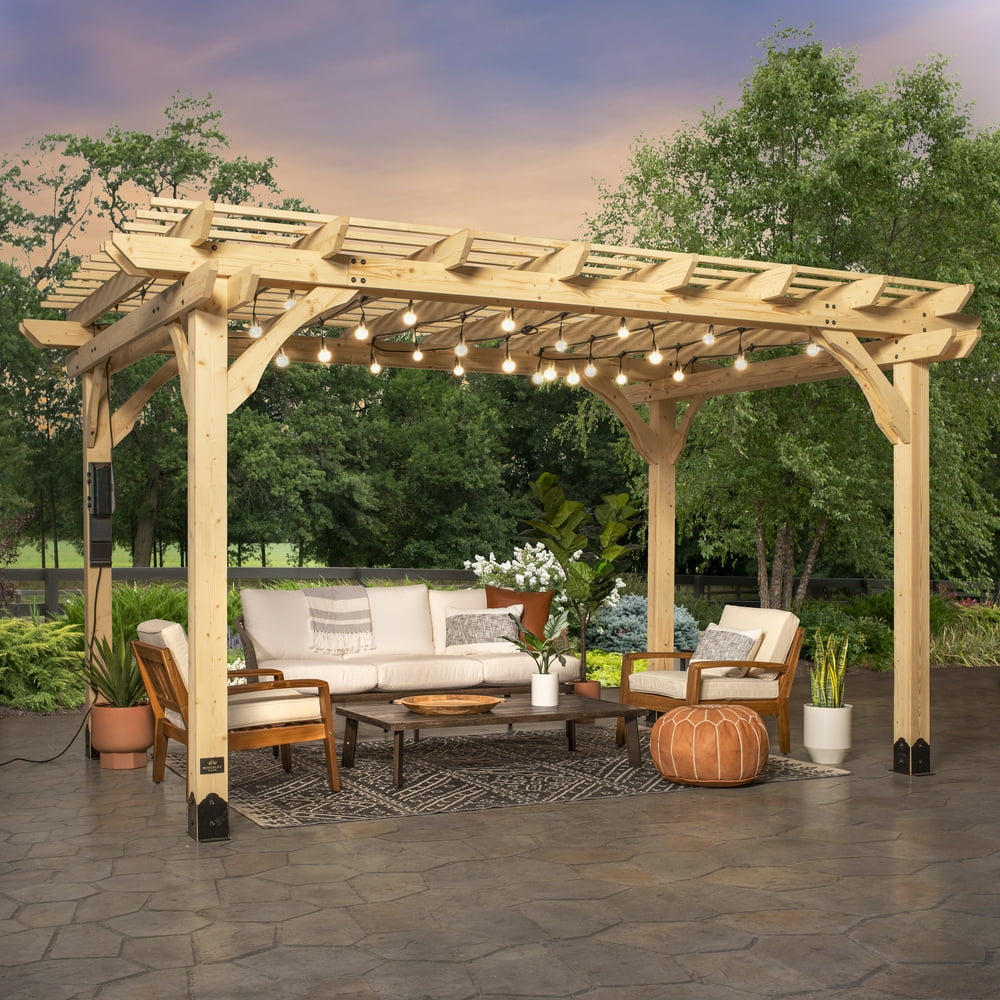 Kingsley Park 14' x 10' Fairhaven Natural Nordic Spruce Pergola by