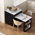 thumbnail image 2 of HORIZON Kitchen Island With Casters, Extendable Dining Table With Led Lighting, Kitchen Table With Power Strips, Buffet Table, Or Bar Table For The Kitchen And Dining Room,Black-White, 2 of 22