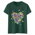 thumbnail image 4 of WEIYLL Ladies T Shirts Short Sleeve Colorful Heart Print Dark Green Tee Sizes XL, 4 of 4