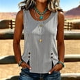 thumbnail image 2 of Womens Summer Tank Tops Round Neck Sleeveless Buttons Casual Dressy Tunics Basic Business Work T Shirts Blouses, 2 of 6