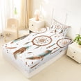 thumbnail image 4 of Homewish Dreamy Boho Dreamcatcher Twin Sheets,Watercolor Feathers Bedding,3-Piece,1 Fitted Sheet and 1 Pillowcase, 4 of 6