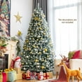 thumbnail image 3 of Costway 8ft Pre-lit Snow Flocked Hinged Christmas Tree w/1502 Tips & Metal Stand, 3 of 10