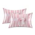thumbnail image 2 of Haosy Satin Pillowcase for Hair and Skin Standard Cooling Silk Pillow Case with Envelope Closure Pink Ribbon Bow 20"x26", 2 of 9