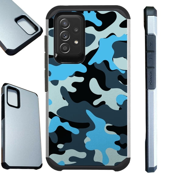 Compatible with Samsung Galaxy A72 5G Hybrid Fusion Guard Phone Case Cover (Blue Black Camouflage)