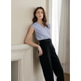thumbnail image 4 of Camiseta sin mangas EVALESS Summer para mujer con cuello en V plisada Beau Blue M, 4 of 5
