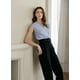 thumbnail image 4 of Camiseta sin mangas EVALESS Summer para mujer con cuello en V plisada Beau Blue M, 4 of 5