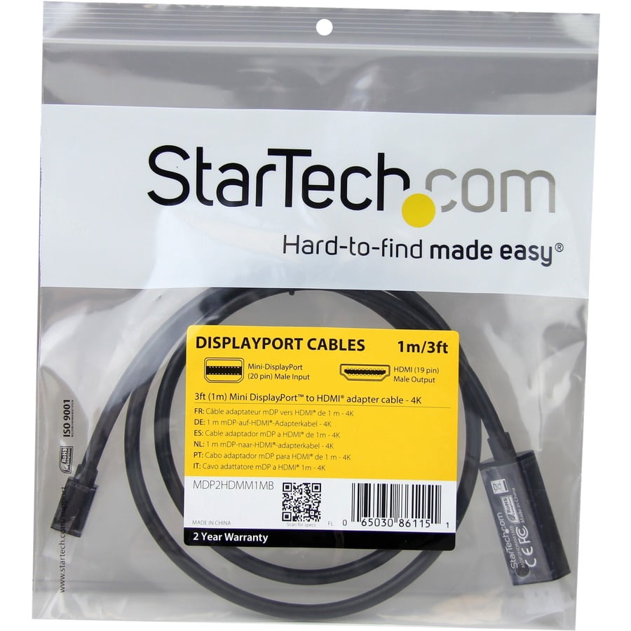 StarTech 3' Mini DisplayPort to HDMI Converter Cable, Black