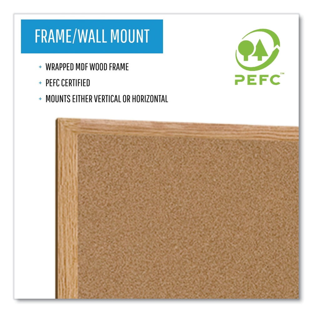 MasterVision Earth Cork Bulletin Board, 36" X 48", Oak MDF Frame