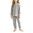 thumbnail image 6 of LvhaoGJOB Little Kids Boys Sweatshirt and Pants Outfit Set, Gray - sherpa fleece cuffs, cream sherpa lining, 6 of 7
