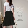 thumbnail image 3 of Cotton Panel A-line Midi Skirt For Women By BGDK- Knee Length Pleated Skirt With Elastic Waist- 95% Cotton Fit And Flare Skirt- High Waist Flowy Skirt For Work, Office, Business, Church navy, 3 of 5