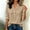 Khaki, variant on Women's Blouses & Tops, V-Collar Button Placket with 3/4 Sleeves, Loose Fit Solid Color for Spring and Fall Daily Wear