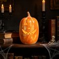 thumbnail image 2 of OJSFQUFP Halloween Decorations - Fall Decor - Handmade Terracotta Jack O Pumpkin with LED Light Cute Decoration Centerpieces for Tables Porch Yard Home Kitchen Front Door Mantel, 2 of 8