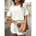 thumbnail image 4 of EASYBRAUS Women Batwing Sleeve Top and Shorts Set Summer 2025 Casual Two Piece Outfit S-XXL, 4 of 6