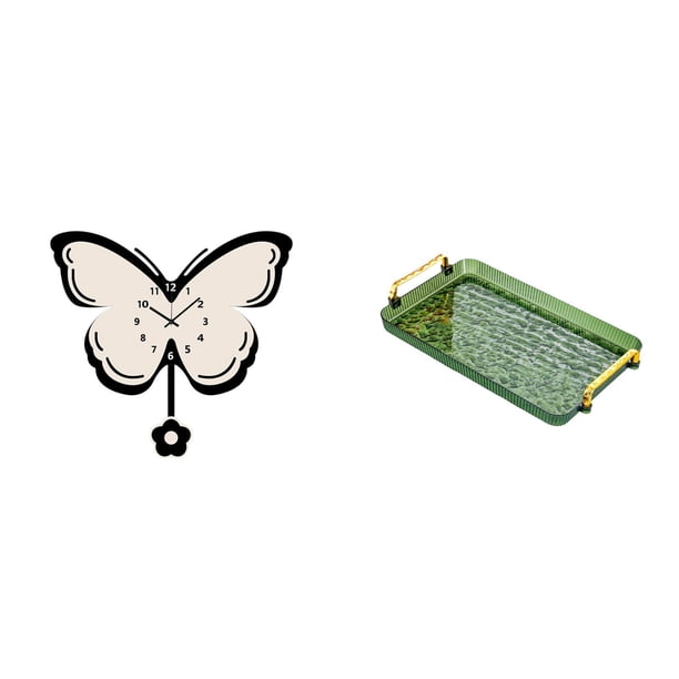 Reloj De Pared Acrílico Con Diseño De Mariposa Para Oficina, Comedor, Habitación Infantil, Estilo Rústico, Con Bandeja Para Mesa De Centro, Asa Para Guardar Joyas, Para El Hogar, Dormitorio