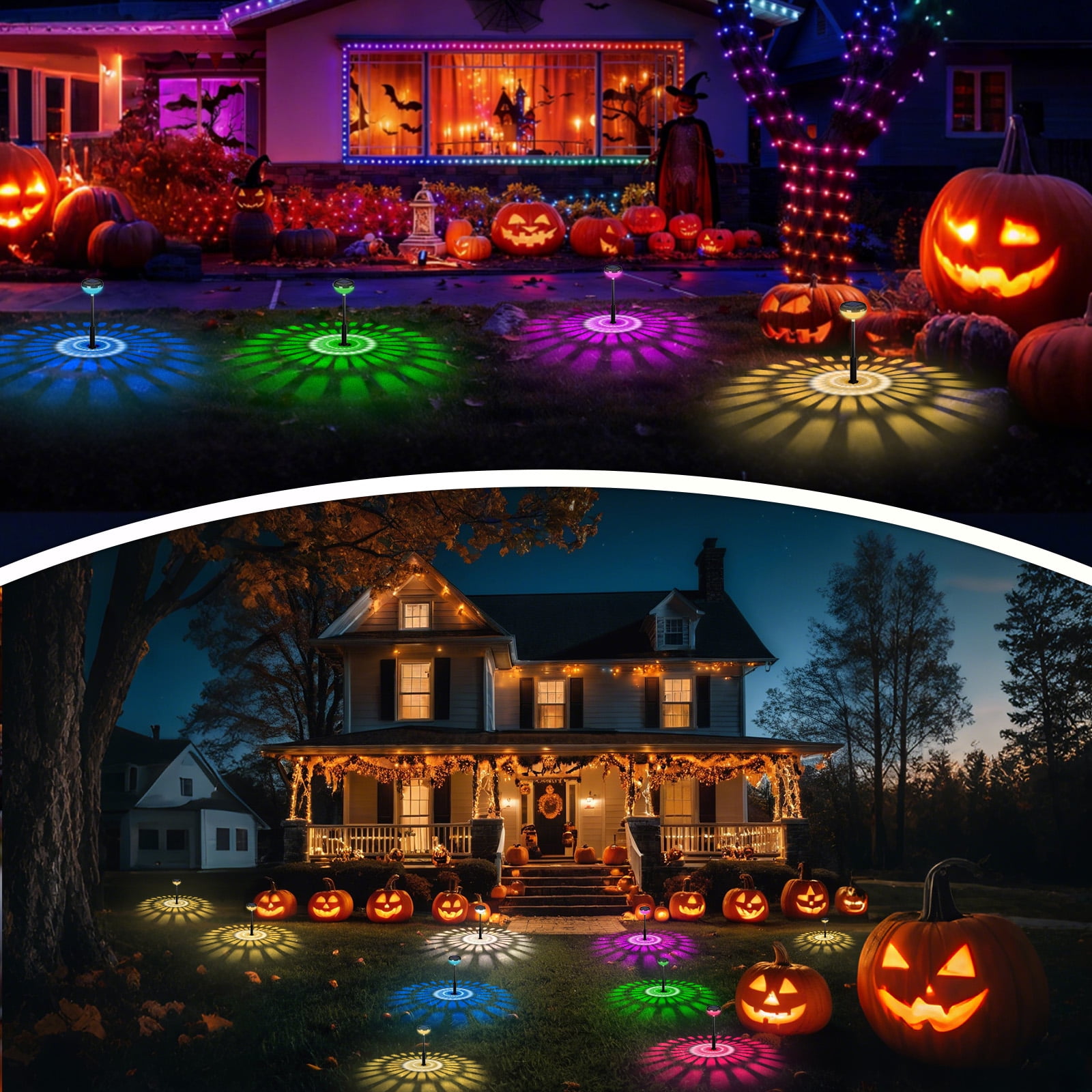 TOPZOO 8 Pack Solar Pathway Lights, 2 Modes Multicolor & Warm White LED, IP67 Waterproof, Solar Lights Outdoor for Garden Path Backyard Christmas Lawn Landscape Decorative