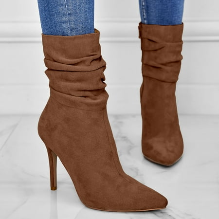 

Cathalem Knee High Boots for Women Wide Calf Wide Width Women Ladies Boot Boots for Women with Heel Wide Calf Wide Foot Brown 40=9
