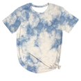 thumbnail image 1 of CHOK Hauts d'Été pour Femmes, T-Shirt Imprimé Teinture sur Nœuds à Col Rond et Manches Courtes, Tunique Décontractée pour Vacances, 1 of 5