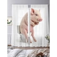 thumbnail image 4 of Funny Pig Sheer Curtains 96 Inches Long 2 Panels Set, Window Sheer Curtains for Living Room/Bedroom, Cute Art Fun Lovely Animals on Toilets Light Filtering Rod Pocket Curtain 52''x96''x2, 4 of 8