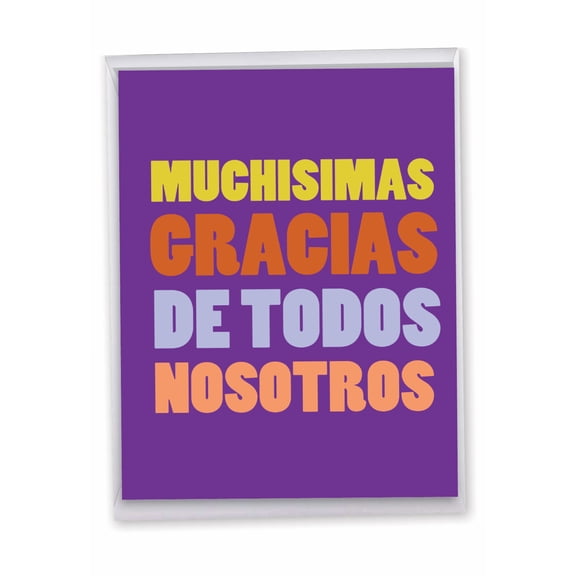 1 Jumbo Thank You Greeting Card (8.5 x 11 Inch) - Big Muchas Gracias Thank You J3242TYG-US-SL