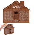 thumbnail image 2 of House Shape Wooden Money Box With Counter Wooden Crafts Money Saving Box Portable Coin Bank Brown Money 1000 G, 2 of 5