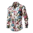 thumbnail image 1 of Ceisia Men's Slim Fit Long Sleeve Button-Down Shirt Vintage Floral Print Casual Summer Top Red XXXXL Gifts, 1 of 5