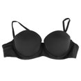 thumbnail image 1 of Sujetador de media copa ajustable y transpirable para mujer, sin costuras, fruncido, suave, con aros, para fiestas, citas, color negro 38/85AB, 1 of 15