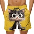 thumbnail image 2 of BRGZLK Mens Beach Shorts Summer Drawstring Waist Funny Animal Expression Printing Summer Swim Trunks Novelty Beachwear Sports Vacation Shorts with Pockets, 2 of 6