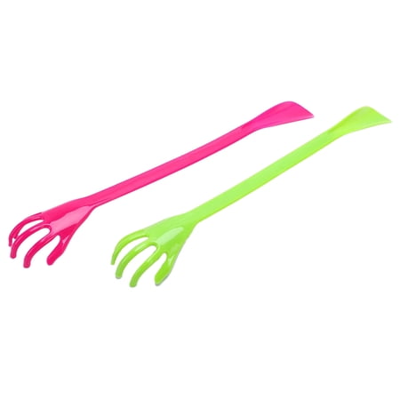 ICERUN Long Back Scratcher Ergonomic Back Scratcher for Men Dual-Use Shoe Horn and Neck Massager 2-Pack Red & Green
