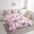 thumbnail image 3 of Manfei Girly Bowknot 7 Pieces Bedding Comforter Set,Kawaii Bow Full Bedding Set Lightweight,Black Pink Fitted Sheet Flat Sheet,Lightweight Cartoon Room Decorative,Reversible, 3 of 7