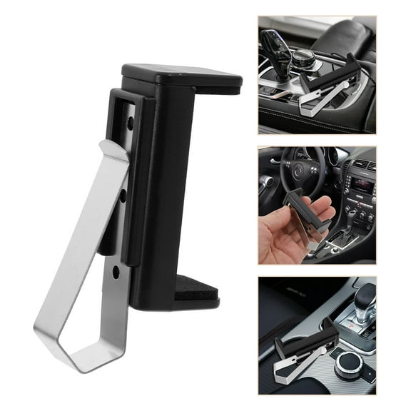 BESTOYARD 2Pcs Garage Door Opener Remote Visor Clip Black Easy Install Stainless Steel ABS