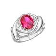 thumbnail image 1 of RYLOS Bagues pour Femmes Bague en Or Blanc 14K XOXO Câlins et Baisers Bague Pierre Précieuse 9x7 mm et Diamant Bijoux Rubis de Juillet pour Femmes Taille 5, 1 of 7