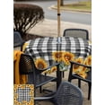 thumbnail image 5 of Outdoor Tablecloth with Umbrella Hole for Patio/Picnic/Party/Camping, Sunflowers Waterproof Table Cloth Square Cover Washable, Farmhouse Summer Floral Black White Plaid (54"x 54"), 5 of 8