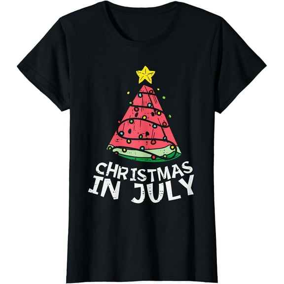 Christmas In July Watermelon Xmas Tree Summer T-Shirt