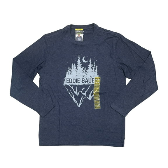 Eddie Bauer Men's Crewneck Graphic Print Long Sleeve T-Shirt (Sky Captain, XL)