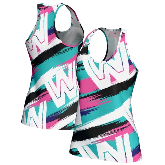 Women's ProSphere White WWE 90s Jazz Cup Racerback Tank Top