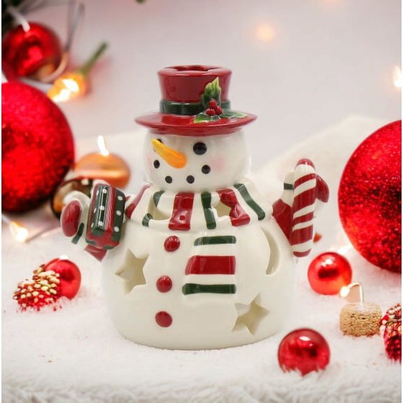 Christmas Snowman Tealight Candle Holder 5.6x4.1x5.5