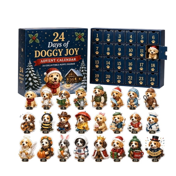 Dog Advent Calendar, 24 Days Holiday Countdown Calendar with Collectible Puppy Figures Blind Box, Hanging Christmas Tree Charms Gifts for Dog Owners