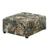 Xoenoiee Hunting Camo Forest Print Stretch Square Ottoman Cover Folding Storage Stool Furniture Protector Soft Square Slipcover with Elastic Bottom, S