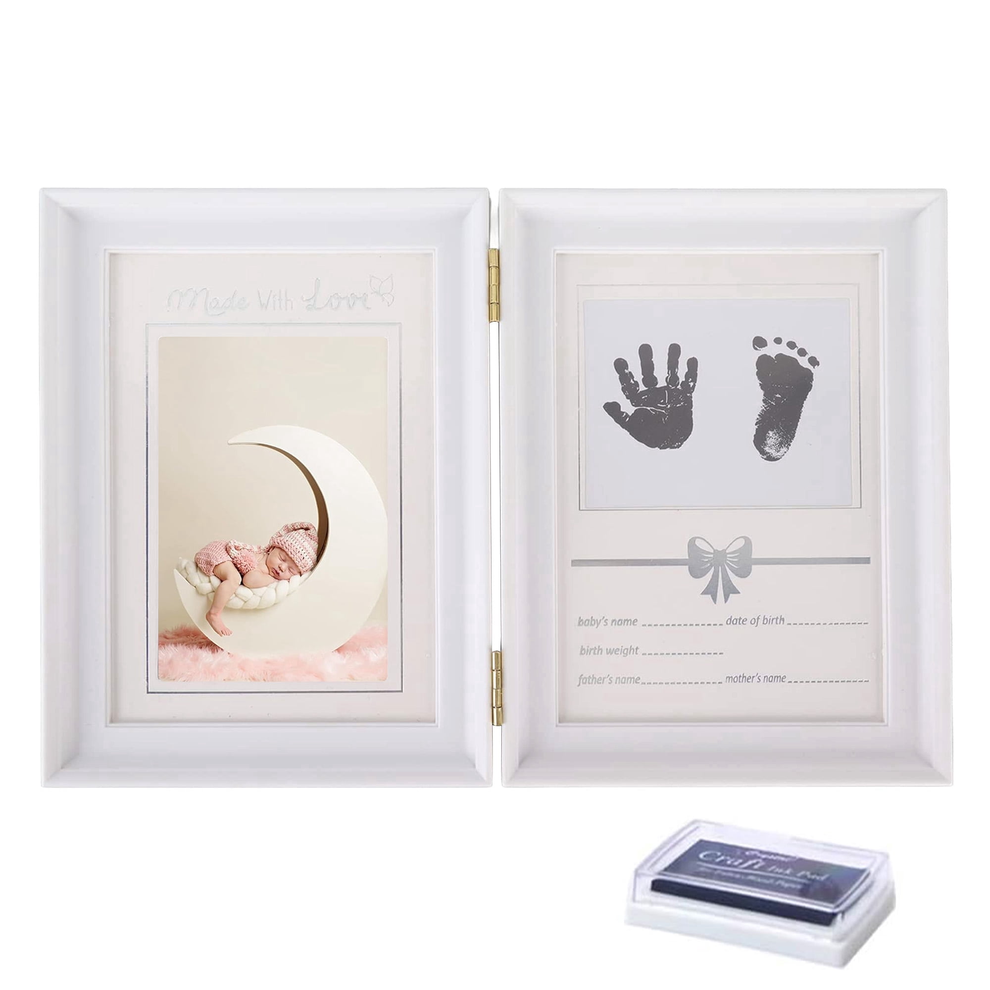 Baby Prints, Newborn Handprint and Footprint Picture Frame Keepsake Kit, 12.5 x 8 inchs , Mess-Free Ink Pad Included | Gift for New Parents for Babyshower | Photo Keepsake